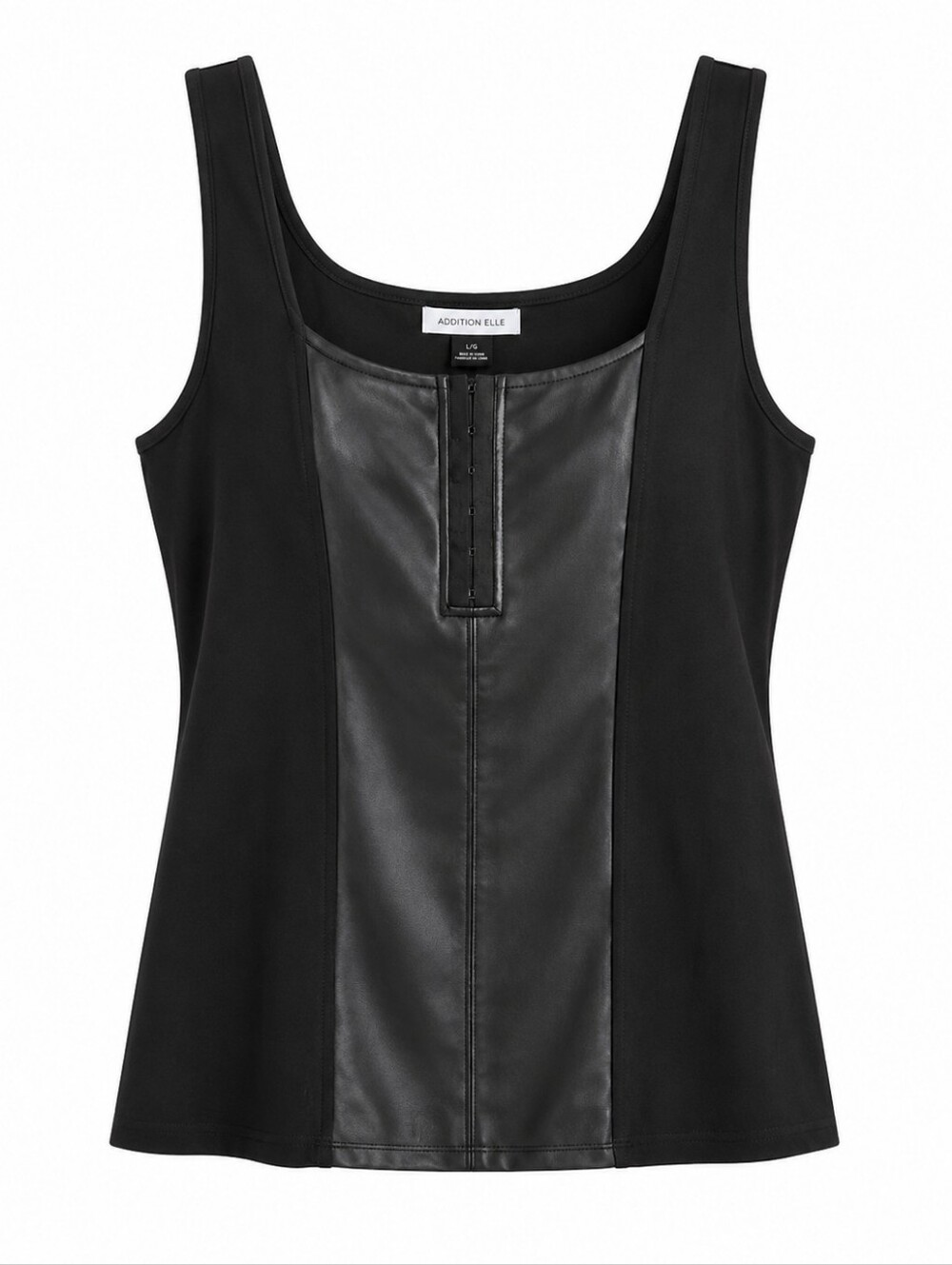 Addition Elle Black Faux-Leather Panel Tank Top 3XL
